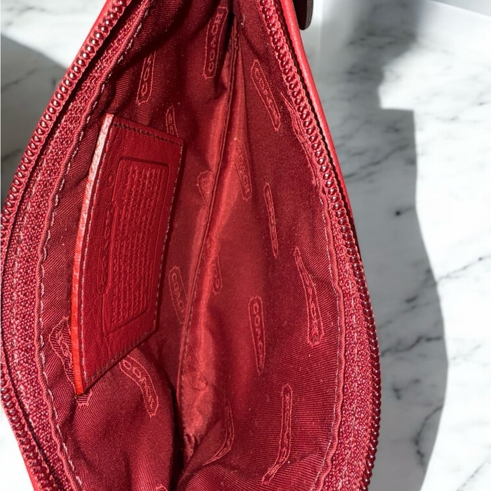 Vintage Red Coach Leather pouch cash wallet cosmetic makeup bag - Picture 10 of 10